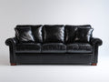 Divano a 3 posti - Pelle - 240 x 100 x 92 cm - Nero - Stile classico