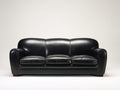 Divano a 3 posti - Pelle - 230 x 98 x 88 cm - Nero - Stile classico