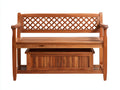 Panche da giardino - Legno massello - 130x60x90 cm - Marrone - Stile rustico con schienale a reticolo e contenitore