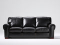Divano a 3 posti - Pelle - 230 x 98 x 92 cm - Nero - Stile classico