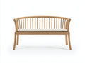 Panche da giardino - Legno massello-Tessuto - 120x55x82 cm - Naturale-Crema - Stile nordico con schienale curvo