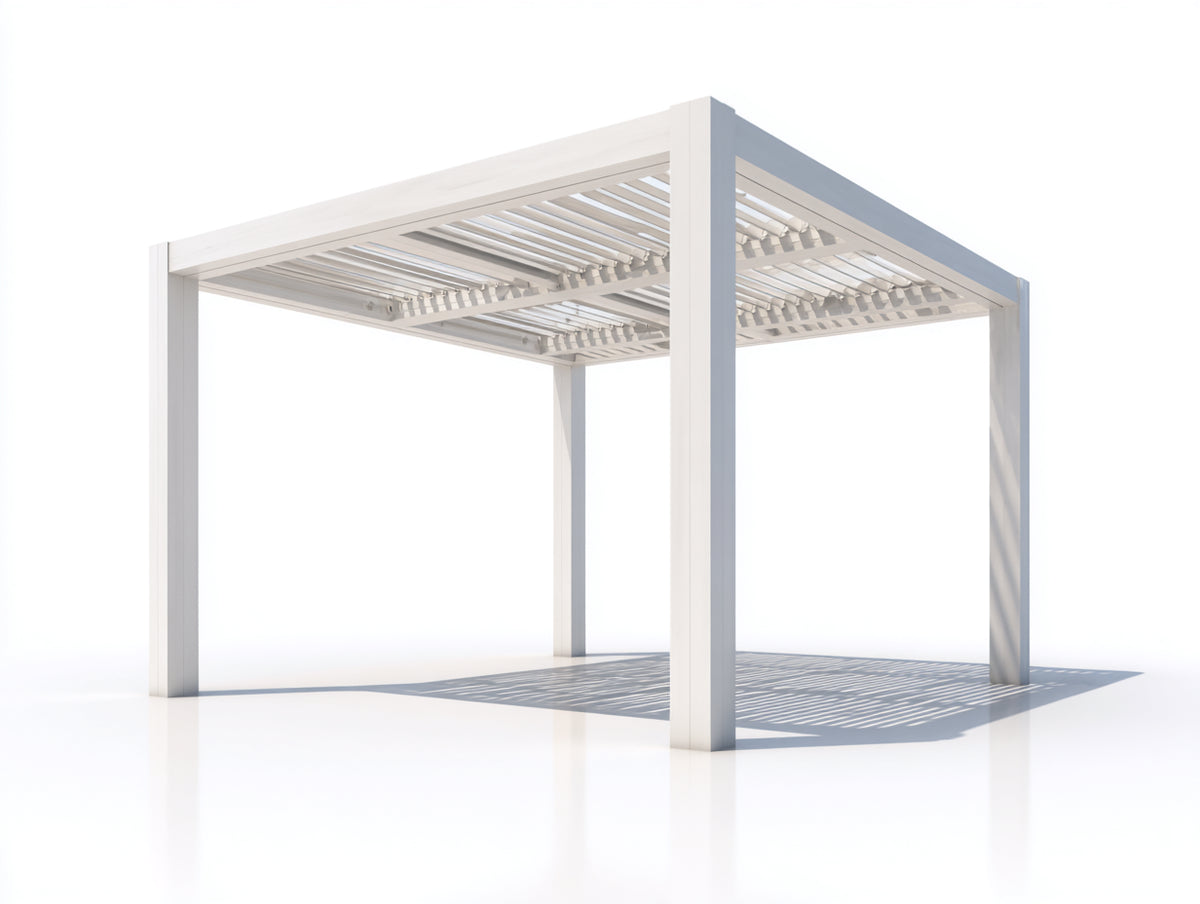 Pergola da giardino - Alluminio - 400x300x250 cm - Bianco - Stile moderno con tetto a lamelle orientabili
