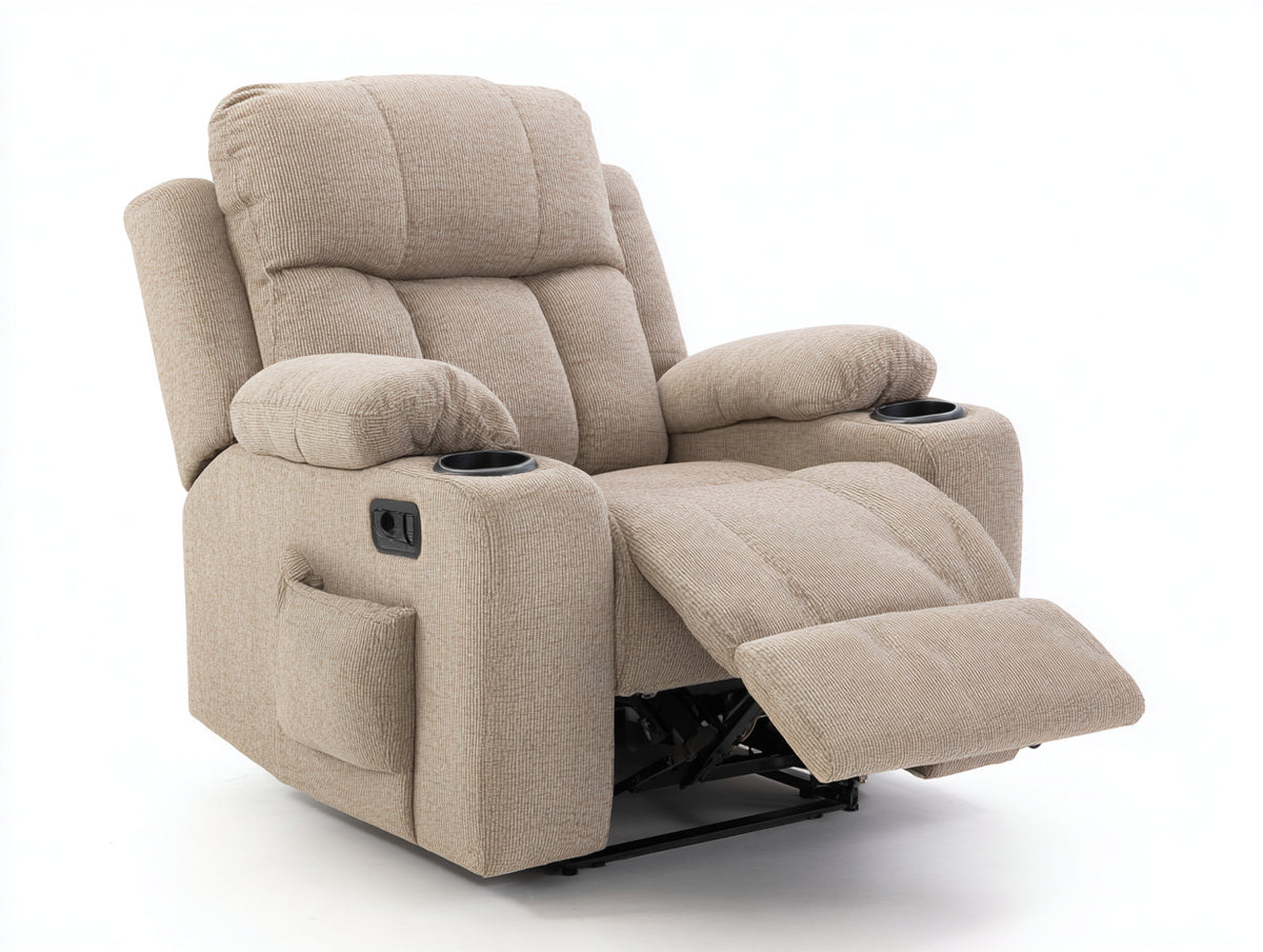 Poltrona reclinabile - Tessuto - 95 x 90 x 105 cm - Beige - Stile moderno