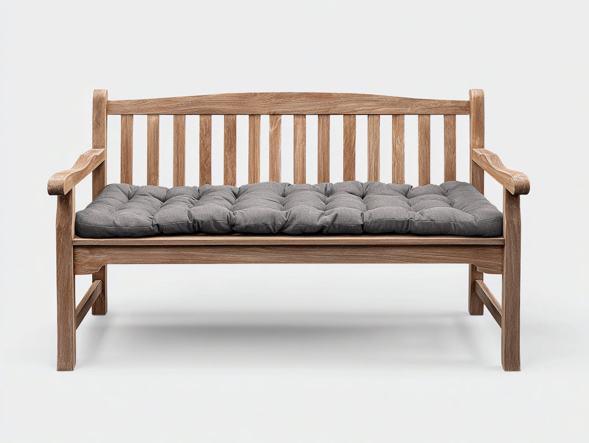 Panche da giardino - Legno massello-Tessuto - 130x62x90 cm - Marrone-Grigio - Stile rustico con schienale a listelli