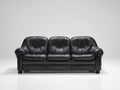 Divano a 3 posti - Pelle - 220 x 98 x 90 cm - Nero - Stile classico