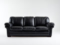 Divano a 3 posti - Pelle - 260 x 105 x 92 cm - Nero - Stile classico