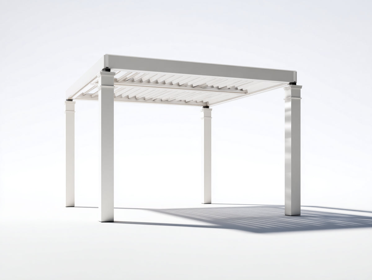 Pergola da giardino - Alluminio - 360x300x250 cm - Bianco - Stile contemporaneo con lamelle orientabili