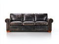 Divano a 3 posti - Pelle - 250 x 104 x 93 cm - Nero - Stile classico