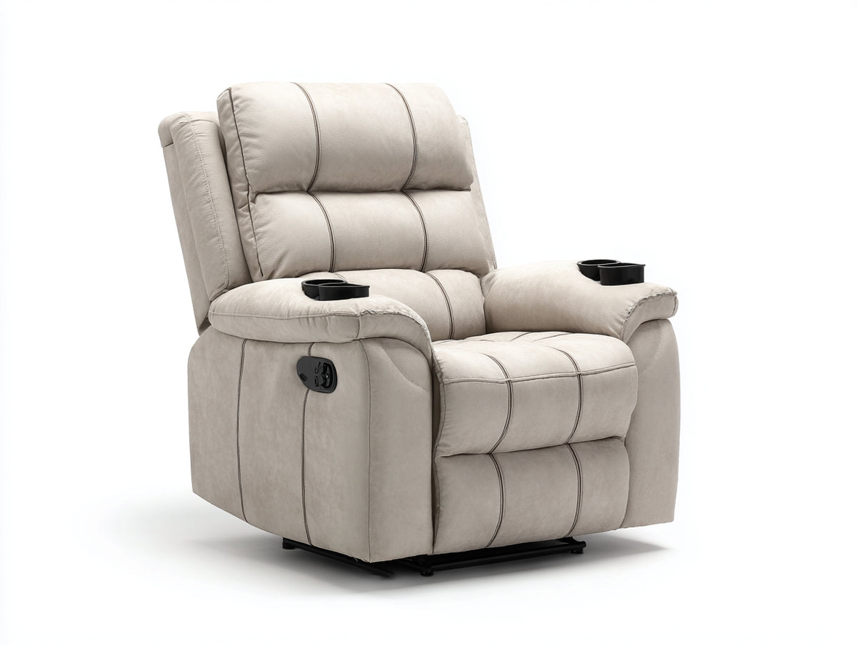 Poltrona reclinabile - Tessuto-Metallo - 98 x 94 x 108 cm - Beige - Stile moderno