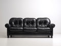Divano a 3 posti - Pelle - 245 x 102 x 95 cm - Nero - Stile classico