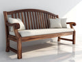 Panche da giardino - Legno massello-Tessuto - 160x65x96 cm - Marrone scuro-Bianco - Stile classico con schienale arcuato