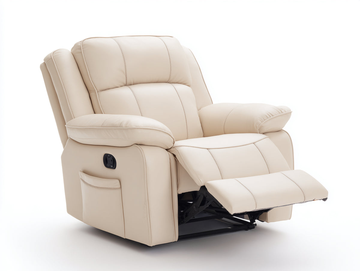 Poltrona reclinabile - Pelle sintetica - 98 x 92 x 105 cm - Crema - Stile moderno