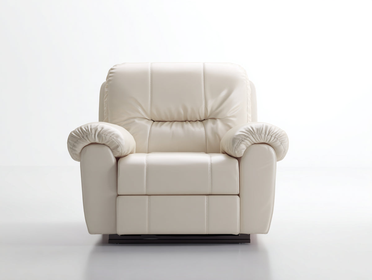 Poltrona reclinabile - Pelle sintetica - 94 x 91 x 103 cm - Crema - Stile contemporaneo