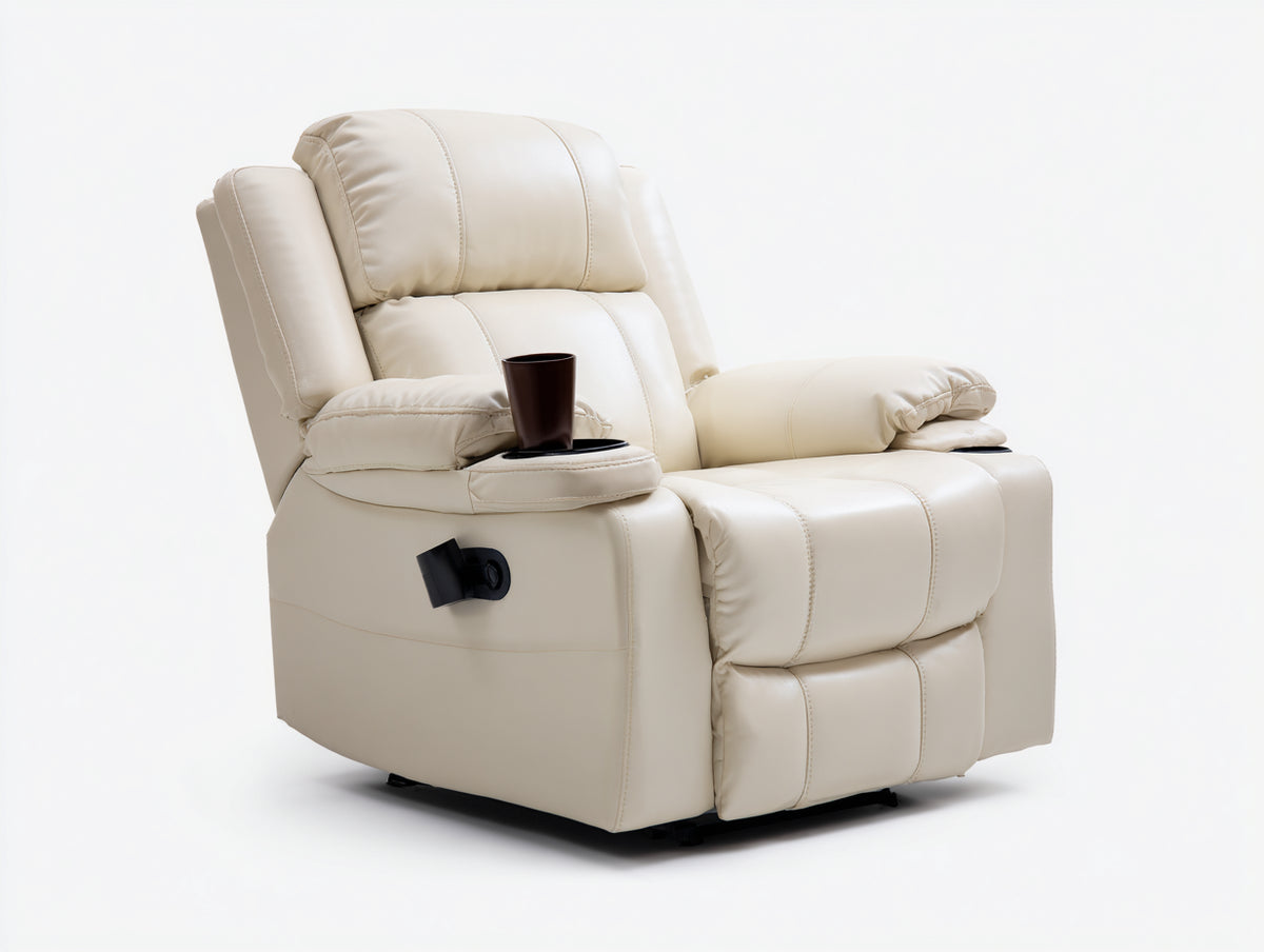Poltrona reclinabile - Pelle sintetica-Metallo - 99 x 96 x 107 cm - Crema - Stile moderno