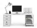 Scrivania - Legno ingegnerizzato-Metallo - 140x60x75 cm - Bianco-Argento - Stile moderno