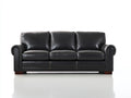 Divano a 3 posti - Similpelle - 215 x 95 x 90 cm - Nero - Stile classico