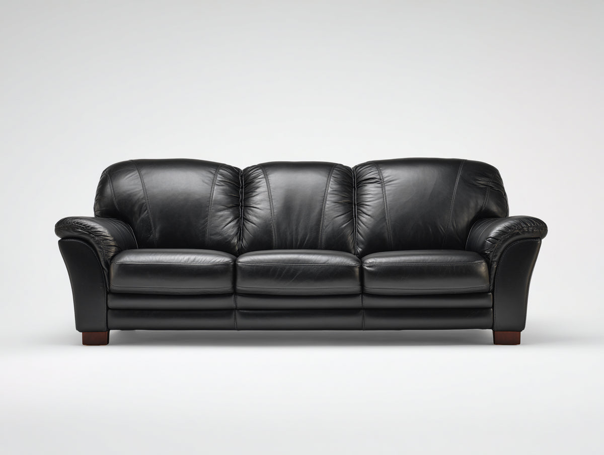 Divano a 3 posti - Pelle - 255 x 103 x 91 cm - Nero - Stile moderno