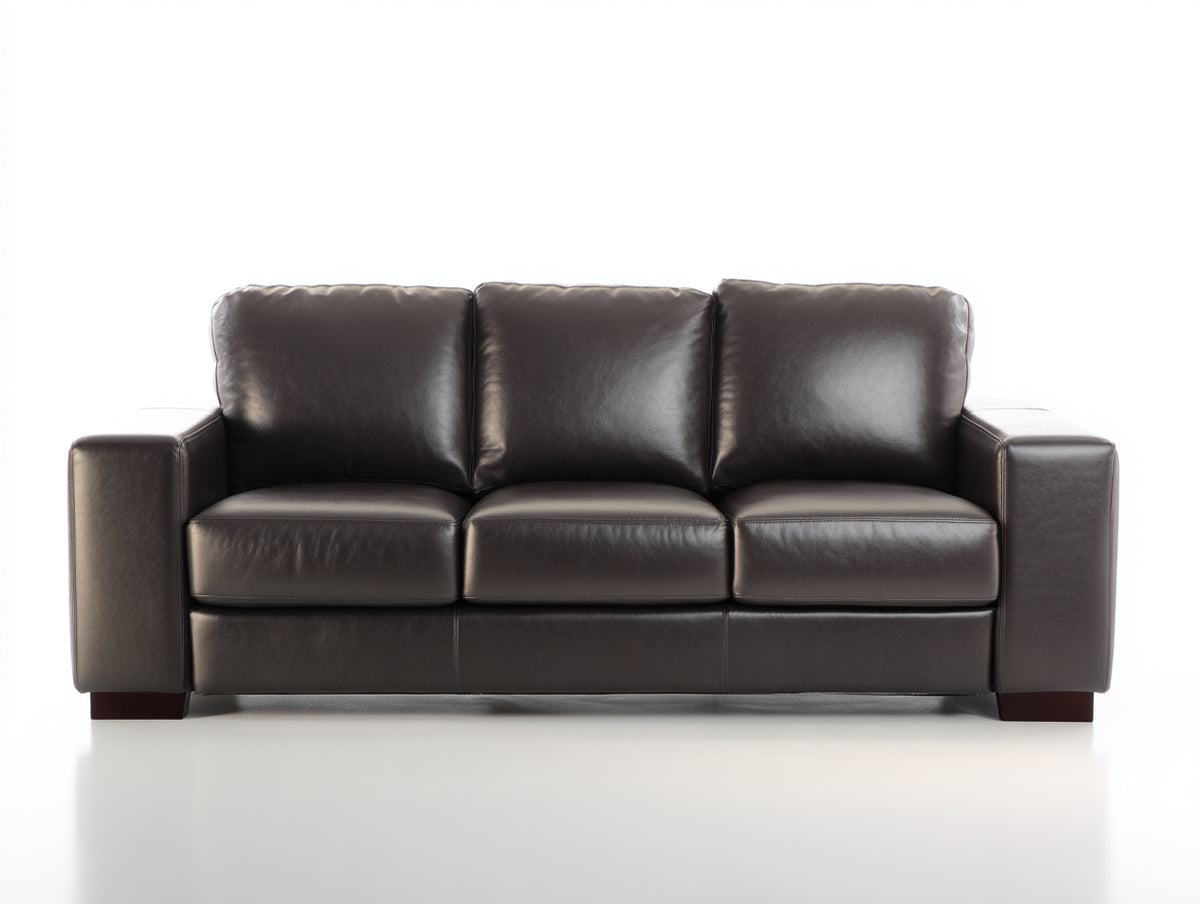 Divano a 3 posti - Pelle - 255 x 105 x 90 cm - Marrone - Stile moderno