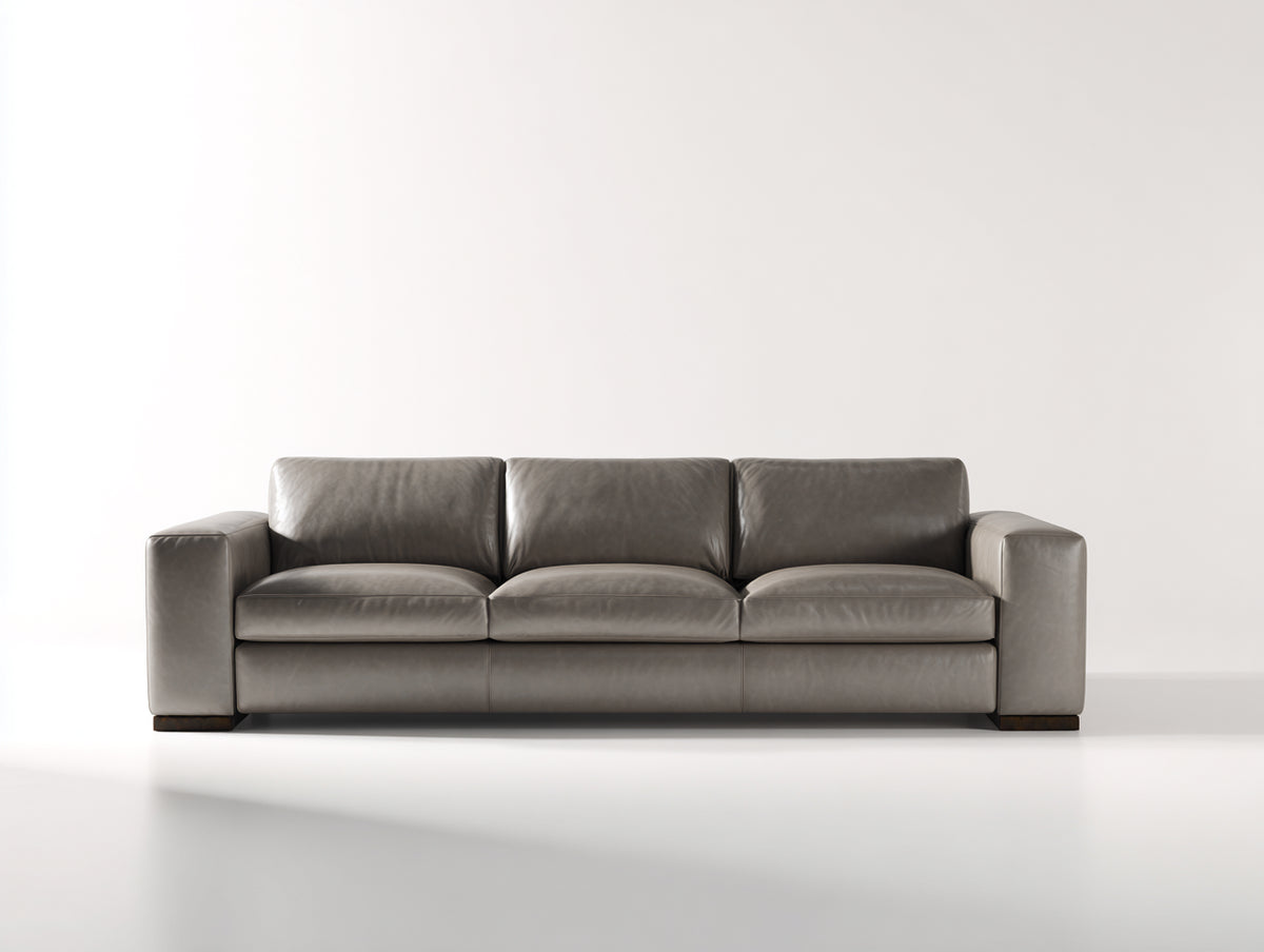 Divano a 3 posti - Similpelle - 220 x 95 x 85 cm - Grigio tortora - Stile moderno